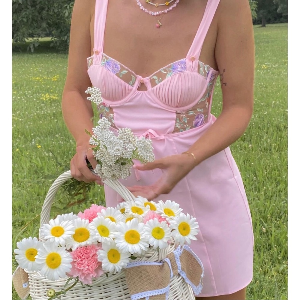 For Love & Lemons Pastel Watercolor Rose Dress